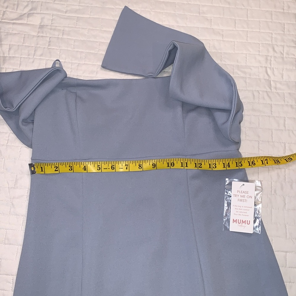 NWT Show Me Your Mumu Weddings Harper Gown, Steel Blue Stretch, Size Large - Picture 10 of 16